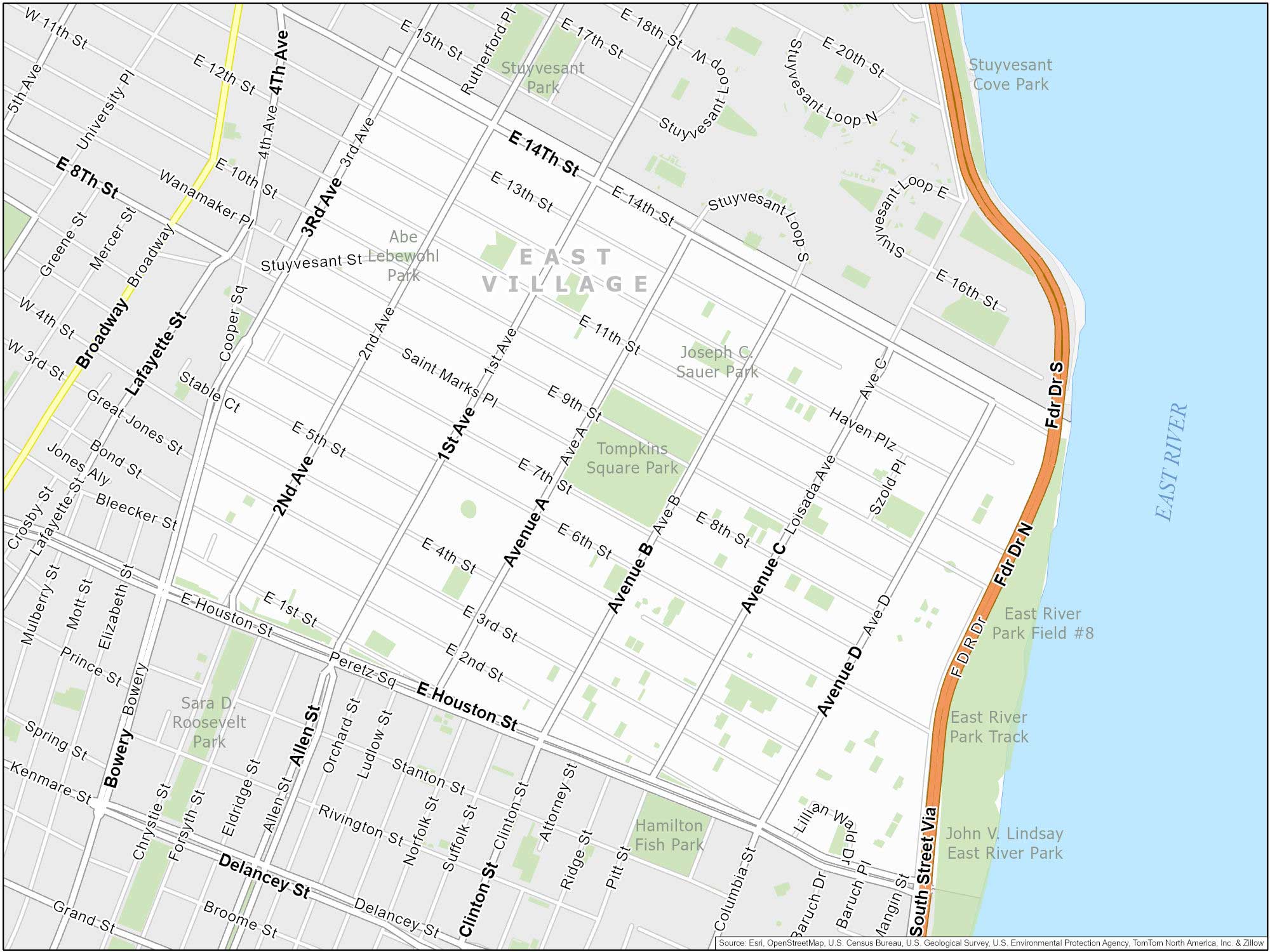 New York City East Village Map