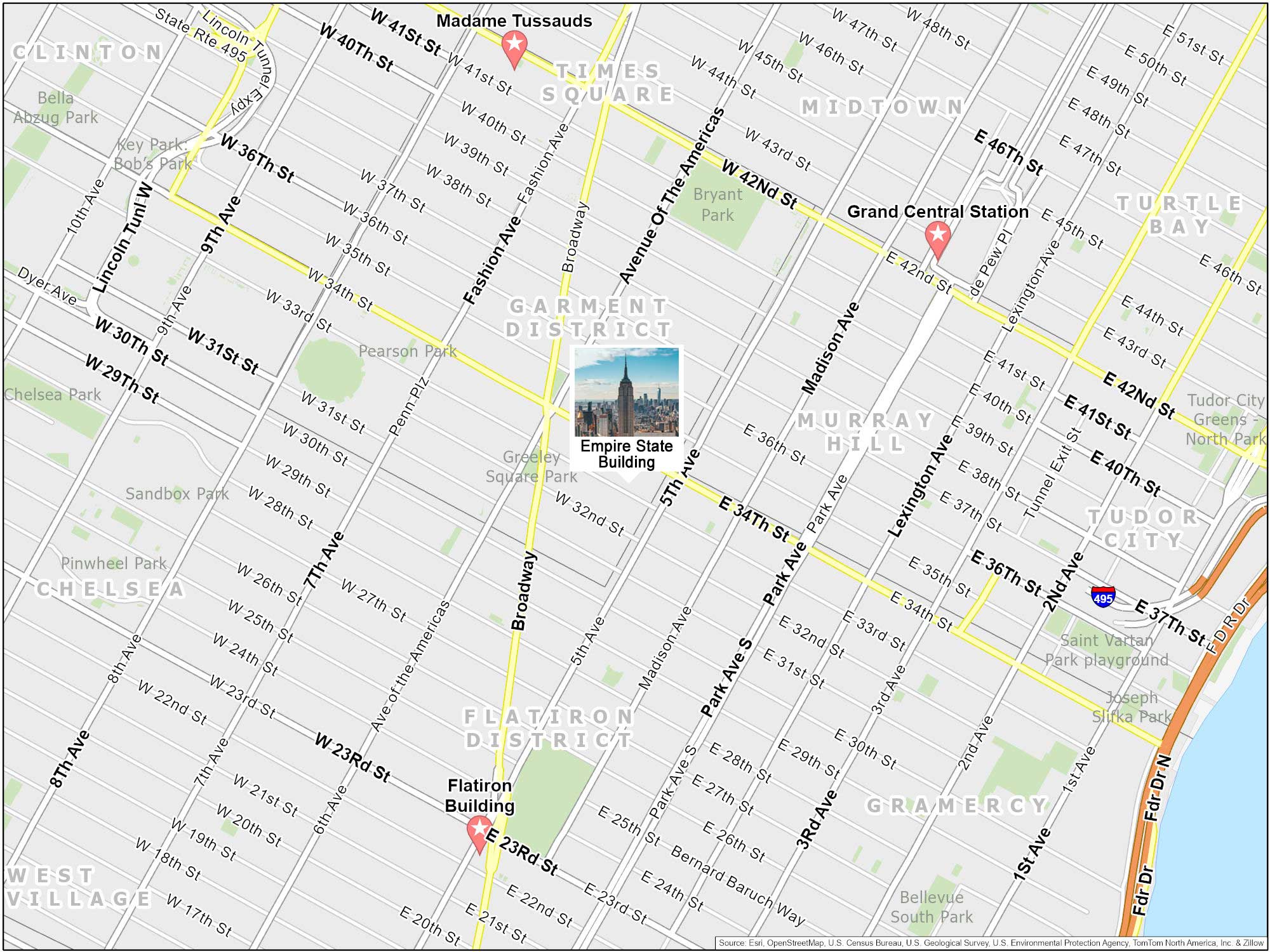 New York City Empire State Building Map