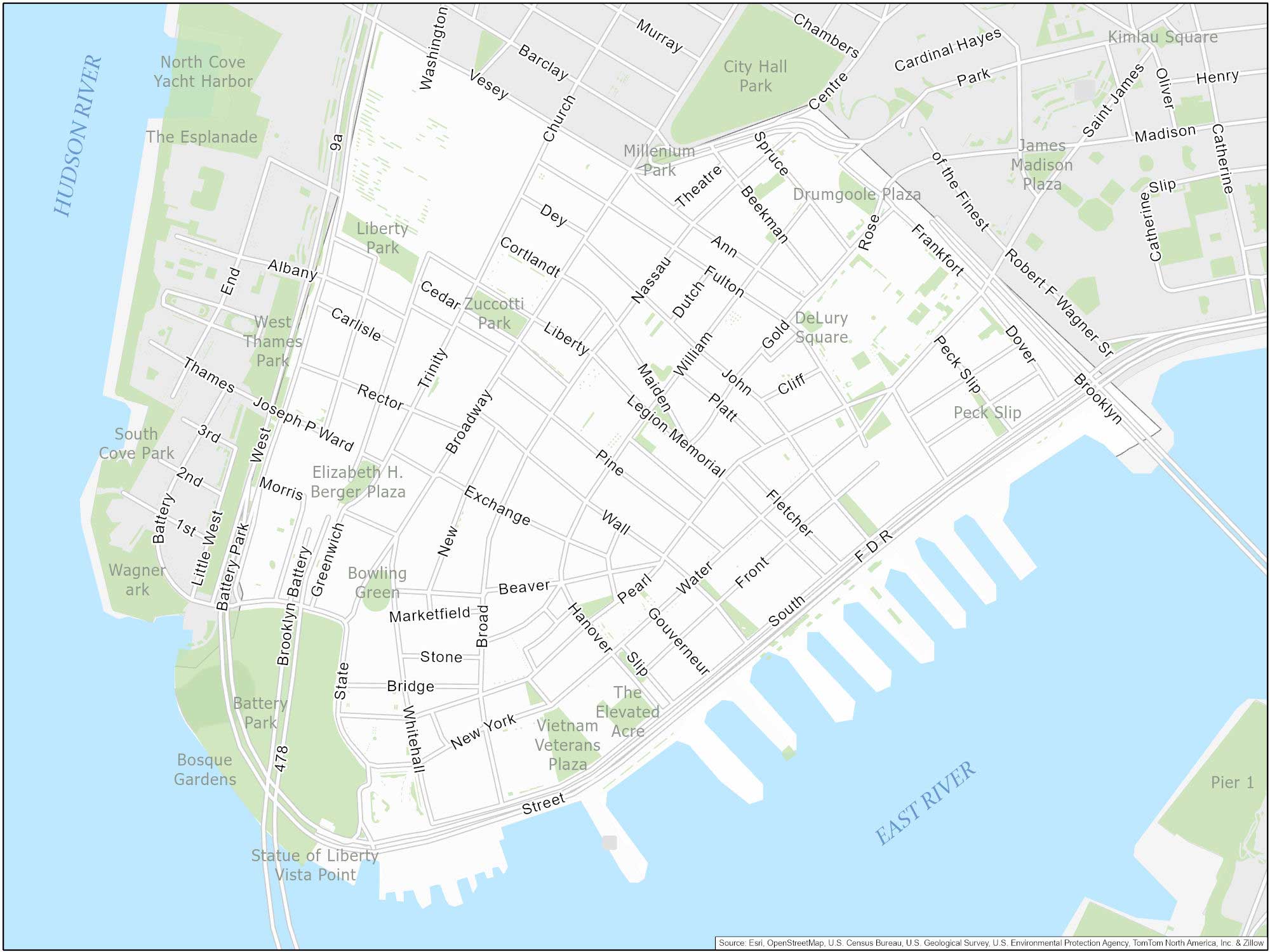 New York City Financial District Map