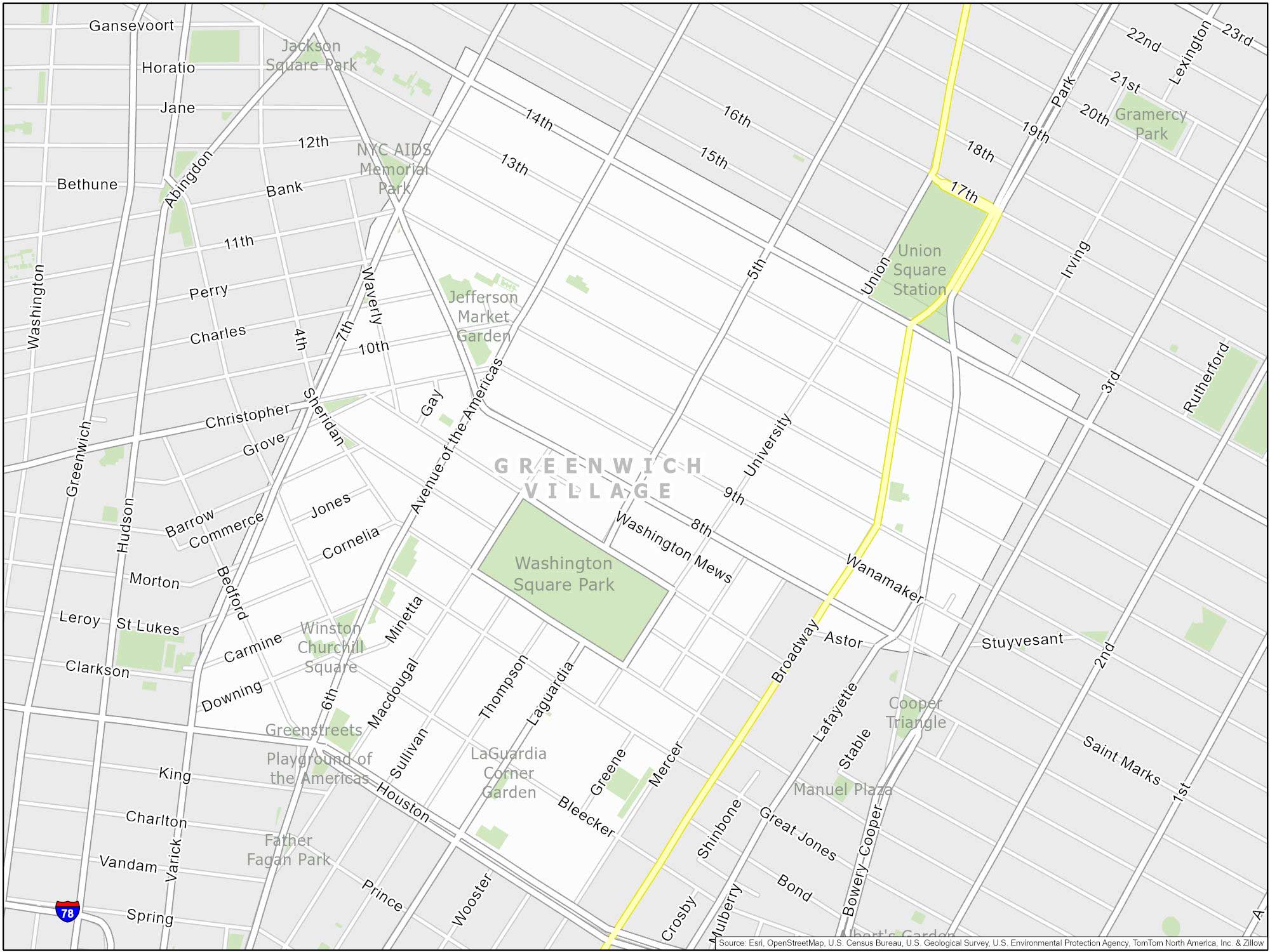 New York City Greenwich Village Map