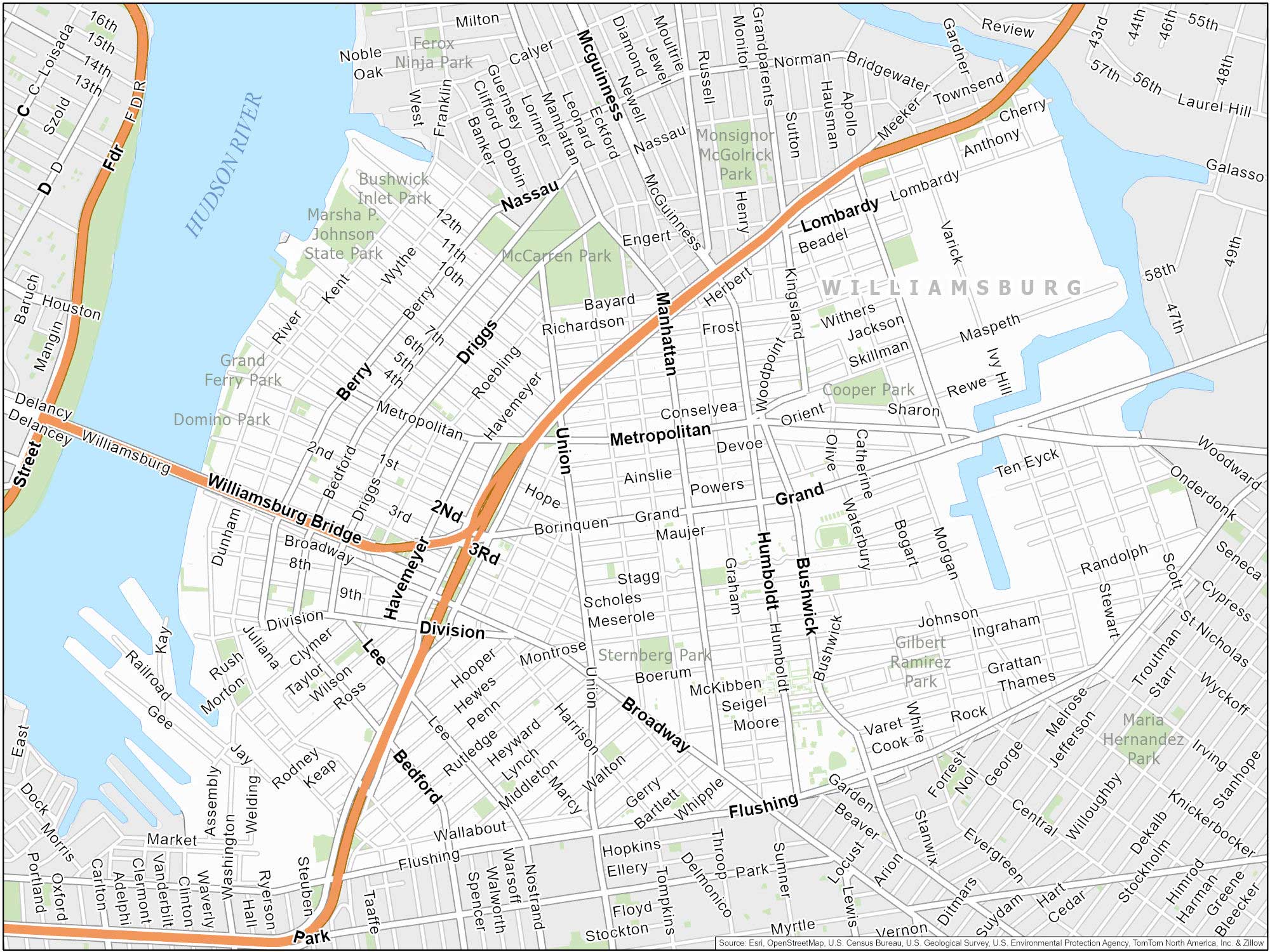 New York City Williamsburg Map