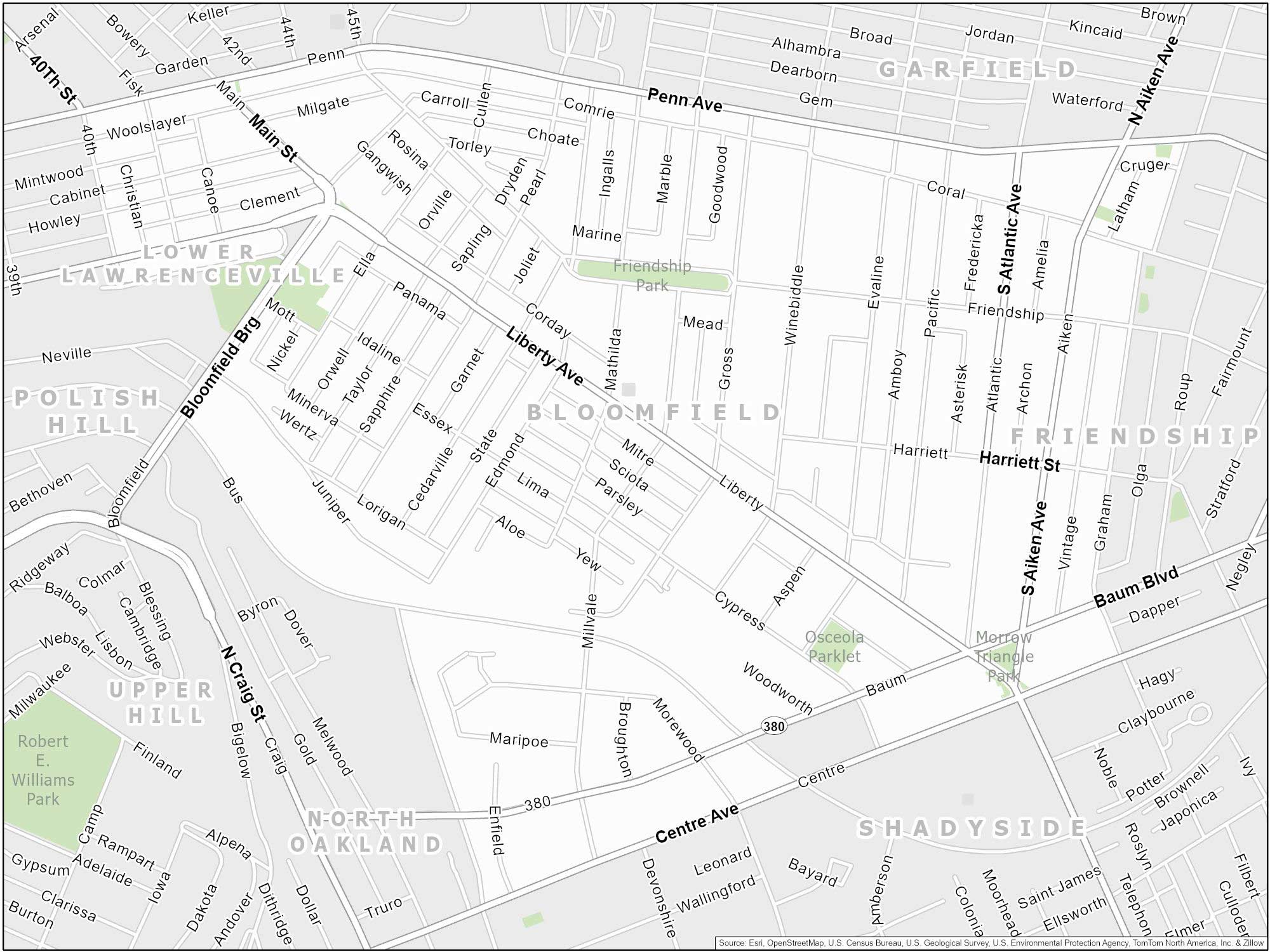 Pittsburgh Bloomfield Map
