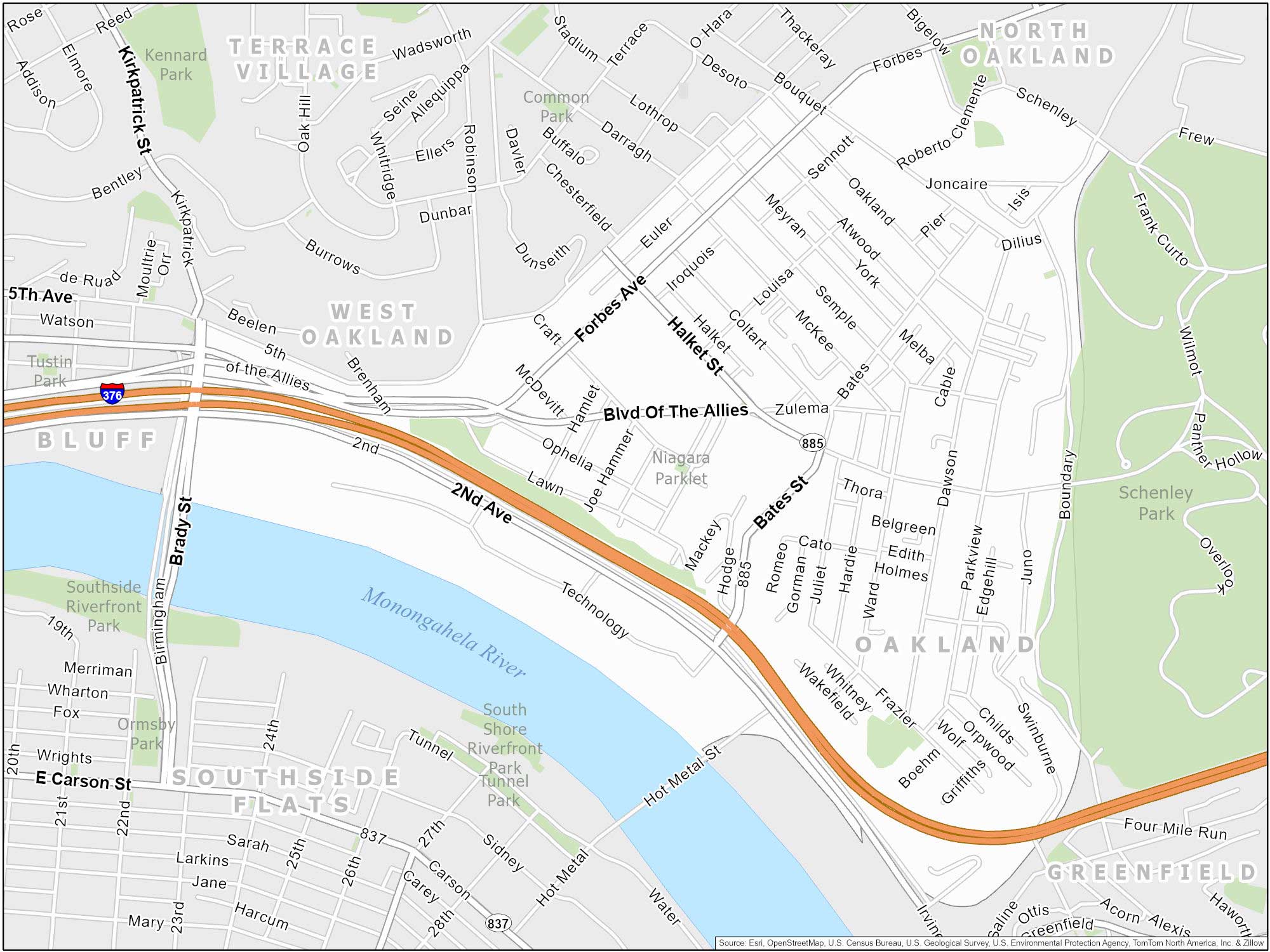 Pittsburgh Oakland Map