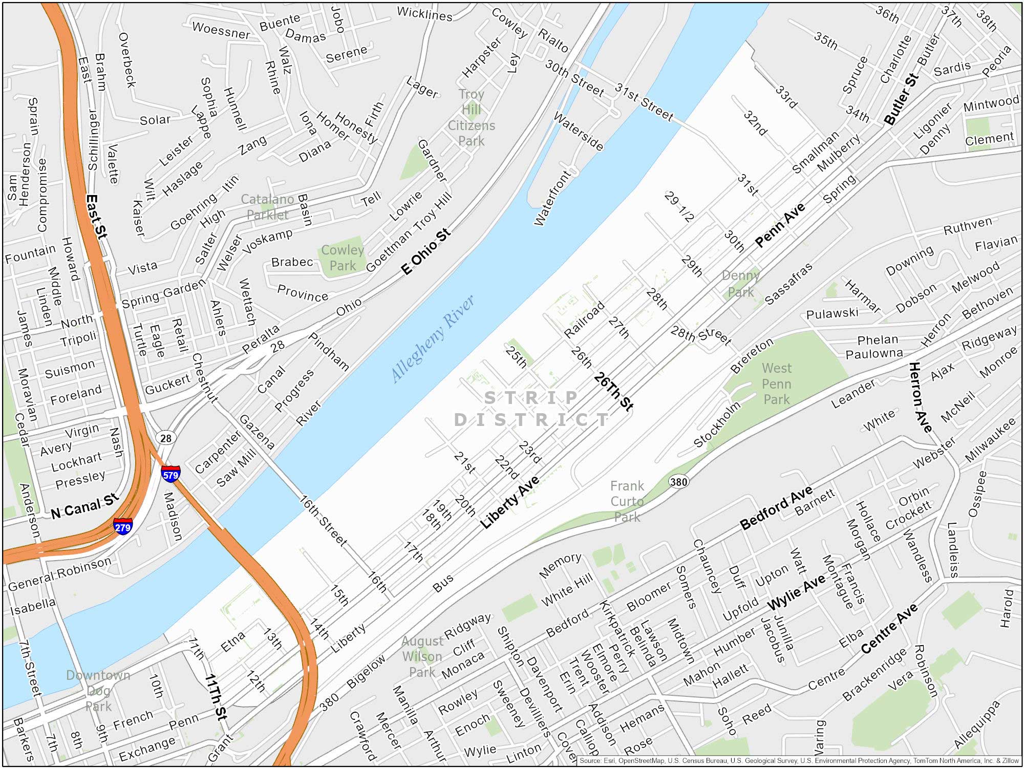 Pittsburgh Strip District Map