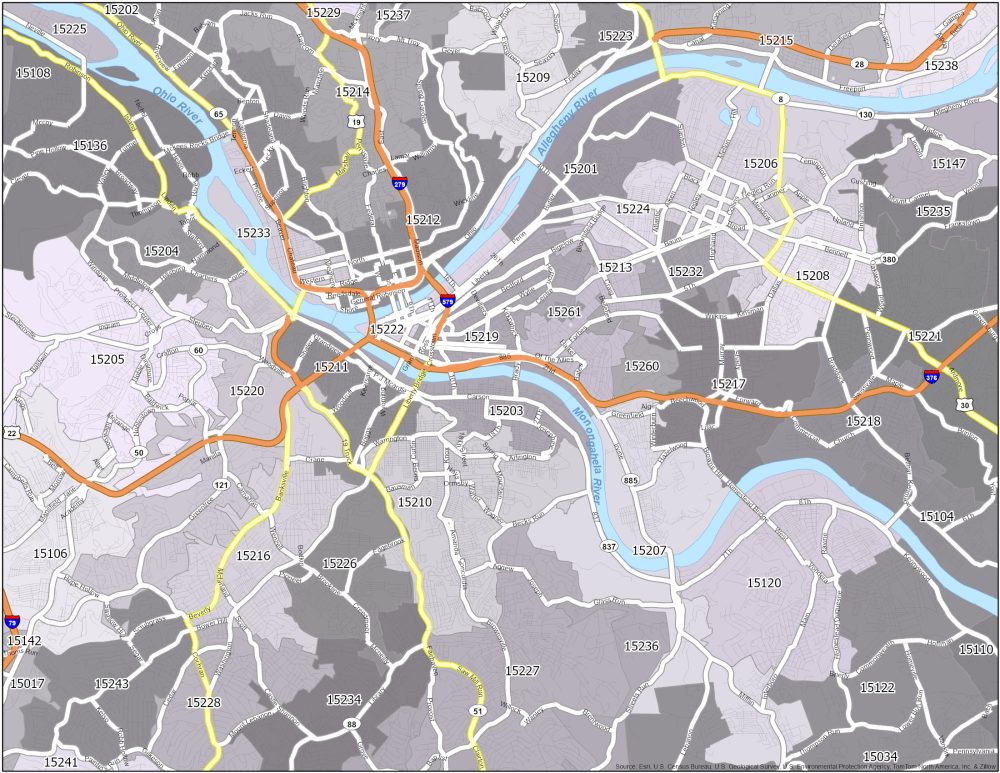 Pittsburgh Zip Code Map