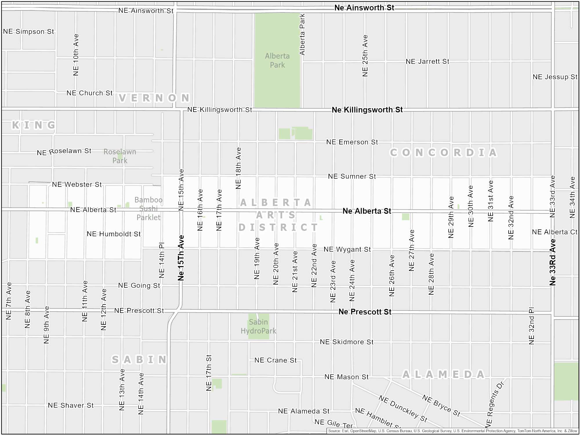 Portland Alberta Arts District Map