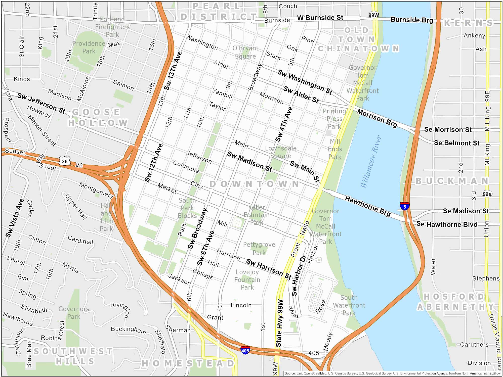 Portland Downtown Map