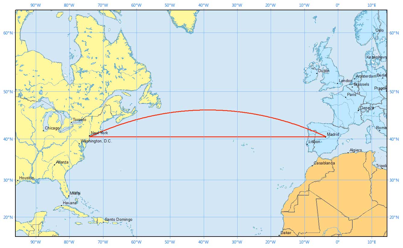 Rhumb Line Great Circle