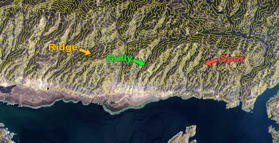 Ridge Gully Spur Contours