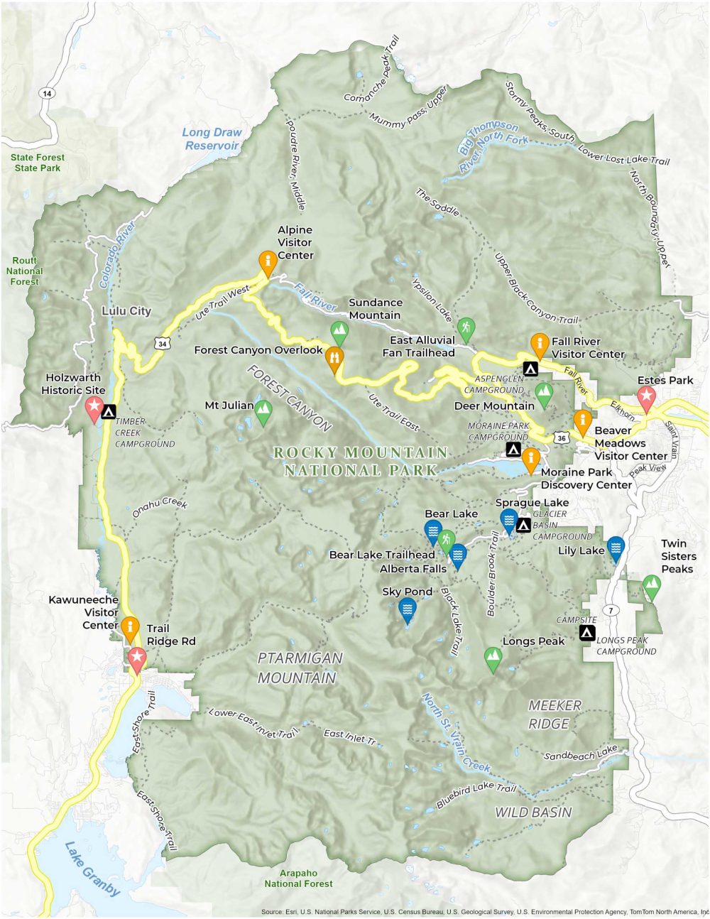 Rocky Mountain National Park Map