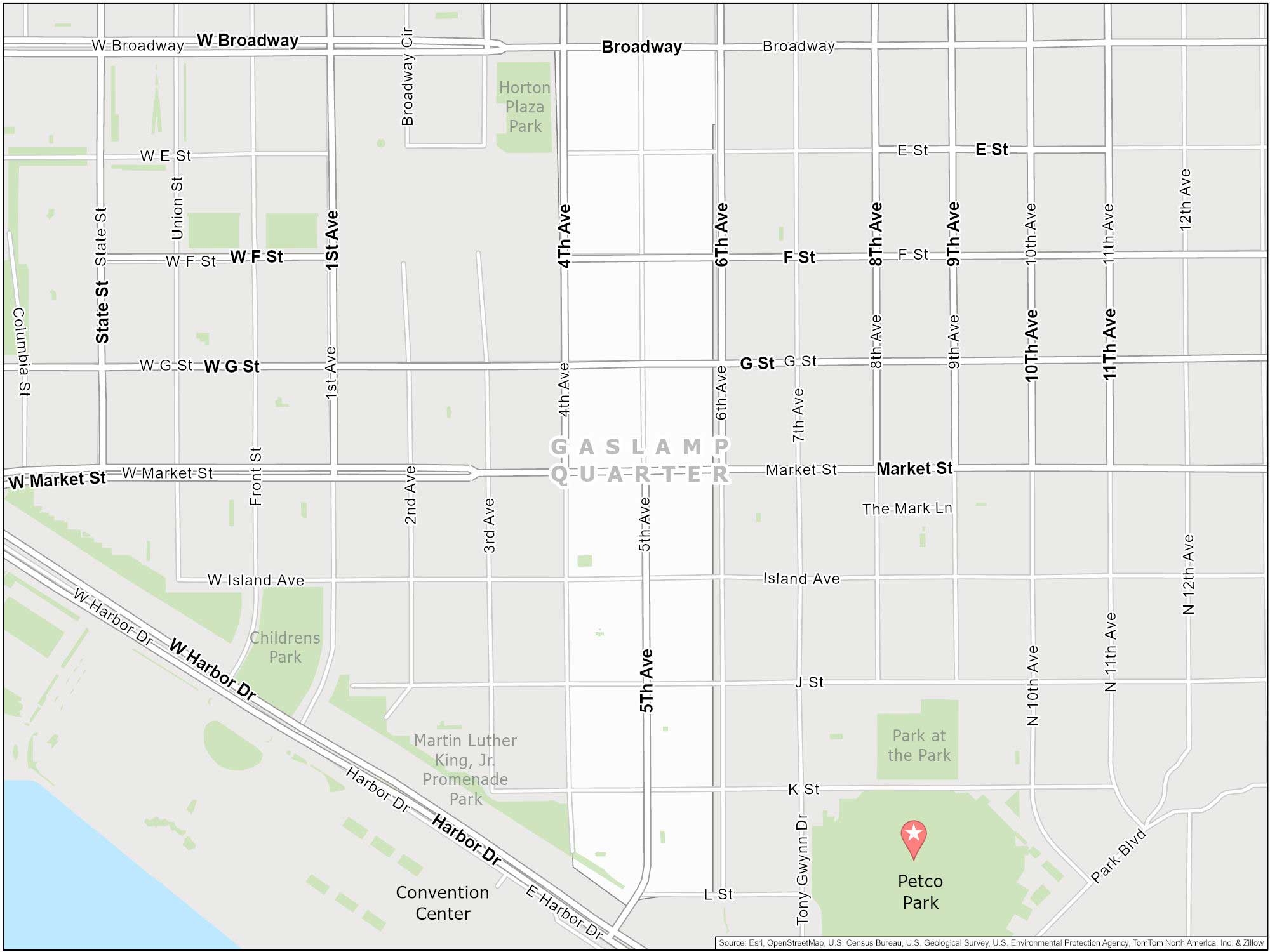 San Diego Gaslamp Quarter Map