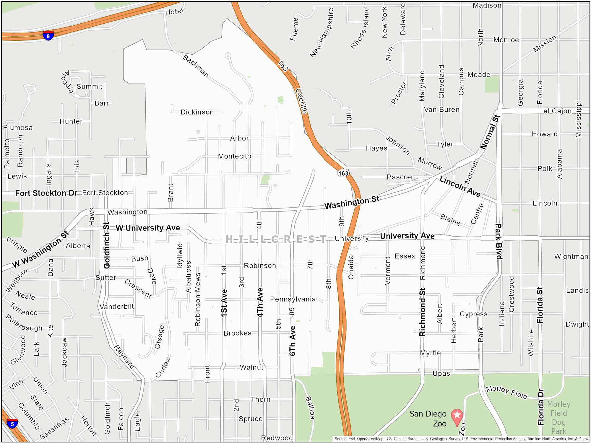 San Diego Hillcrest Map