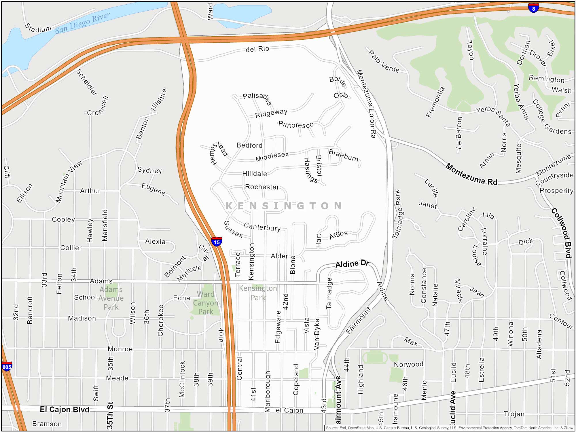 San Diego Kensington Map