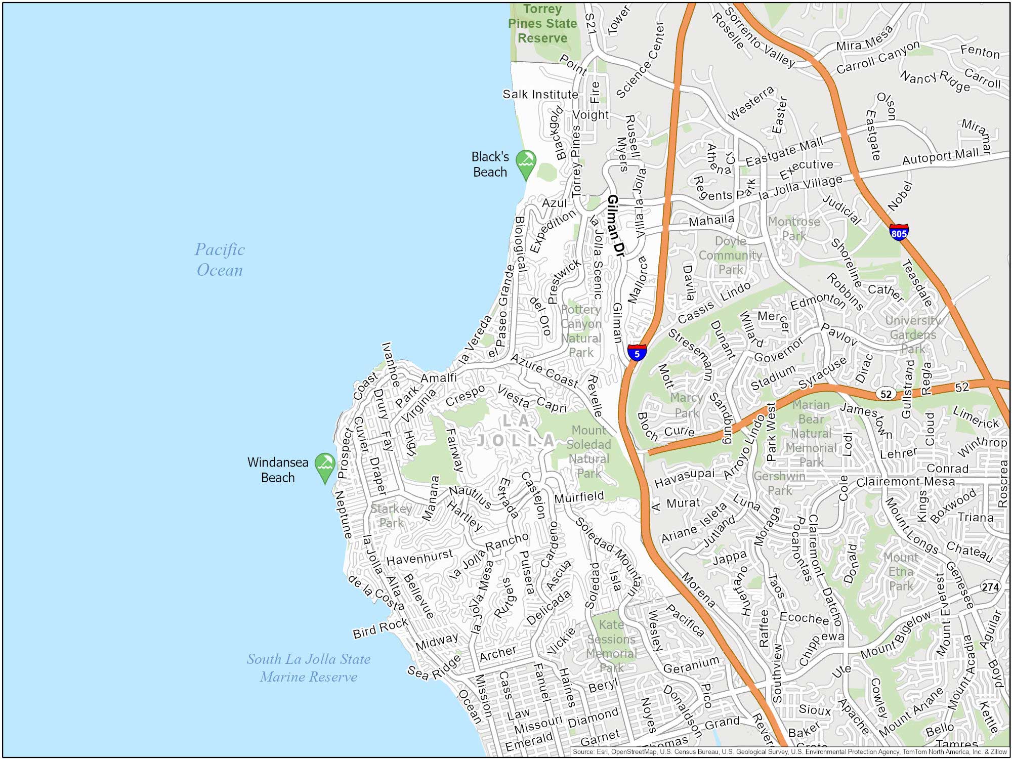 San Diego La Jolla Map