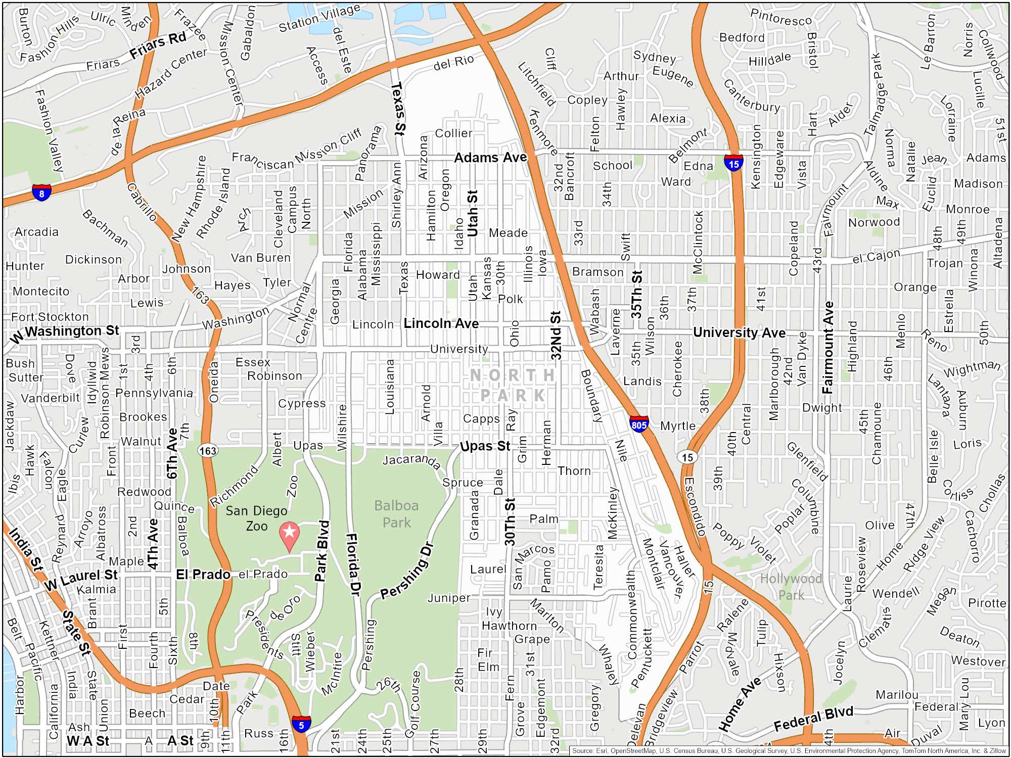 San Diego North Park Map