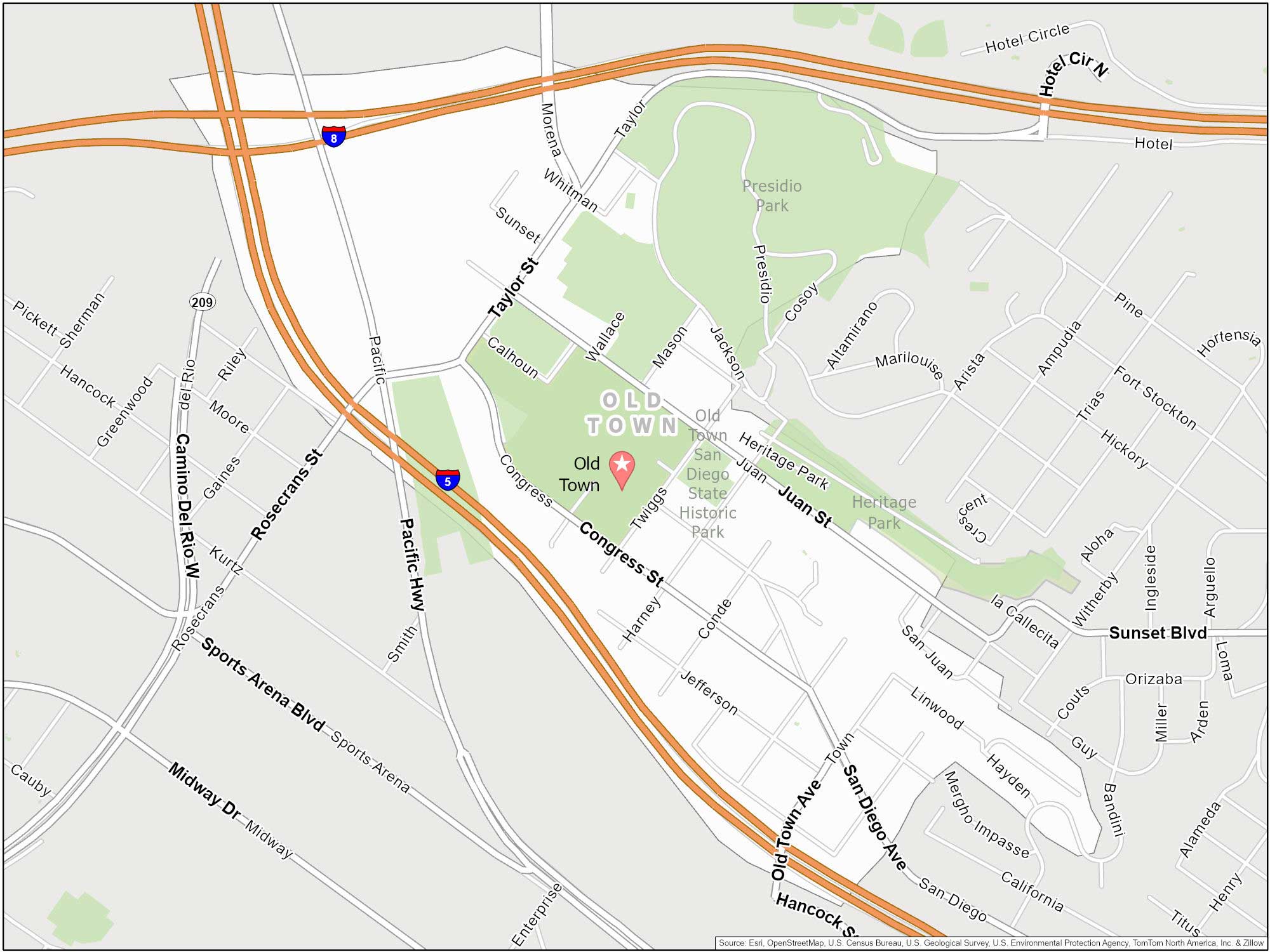 San Diego Old Town Map