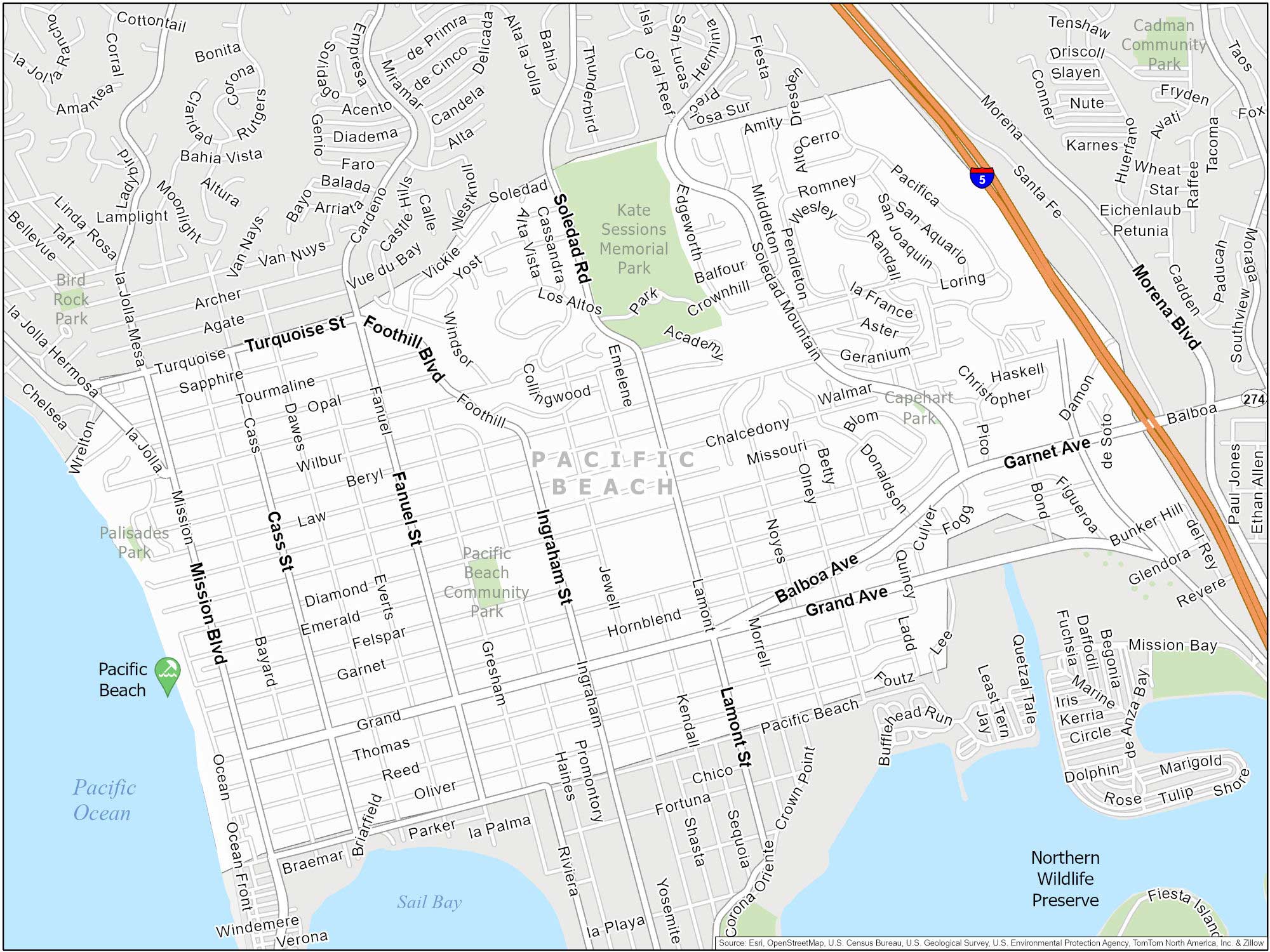 San Diego Pacific Beach Map