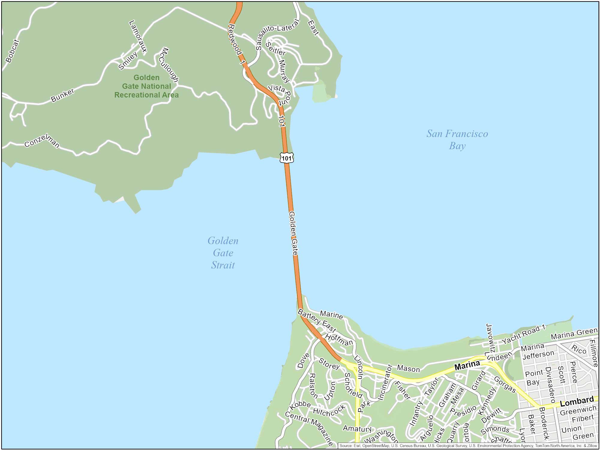 San Francisco Golden Gate Bridge Map