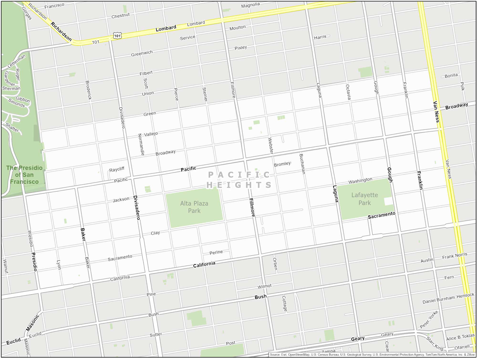 San Francisco Pacific Heights Map