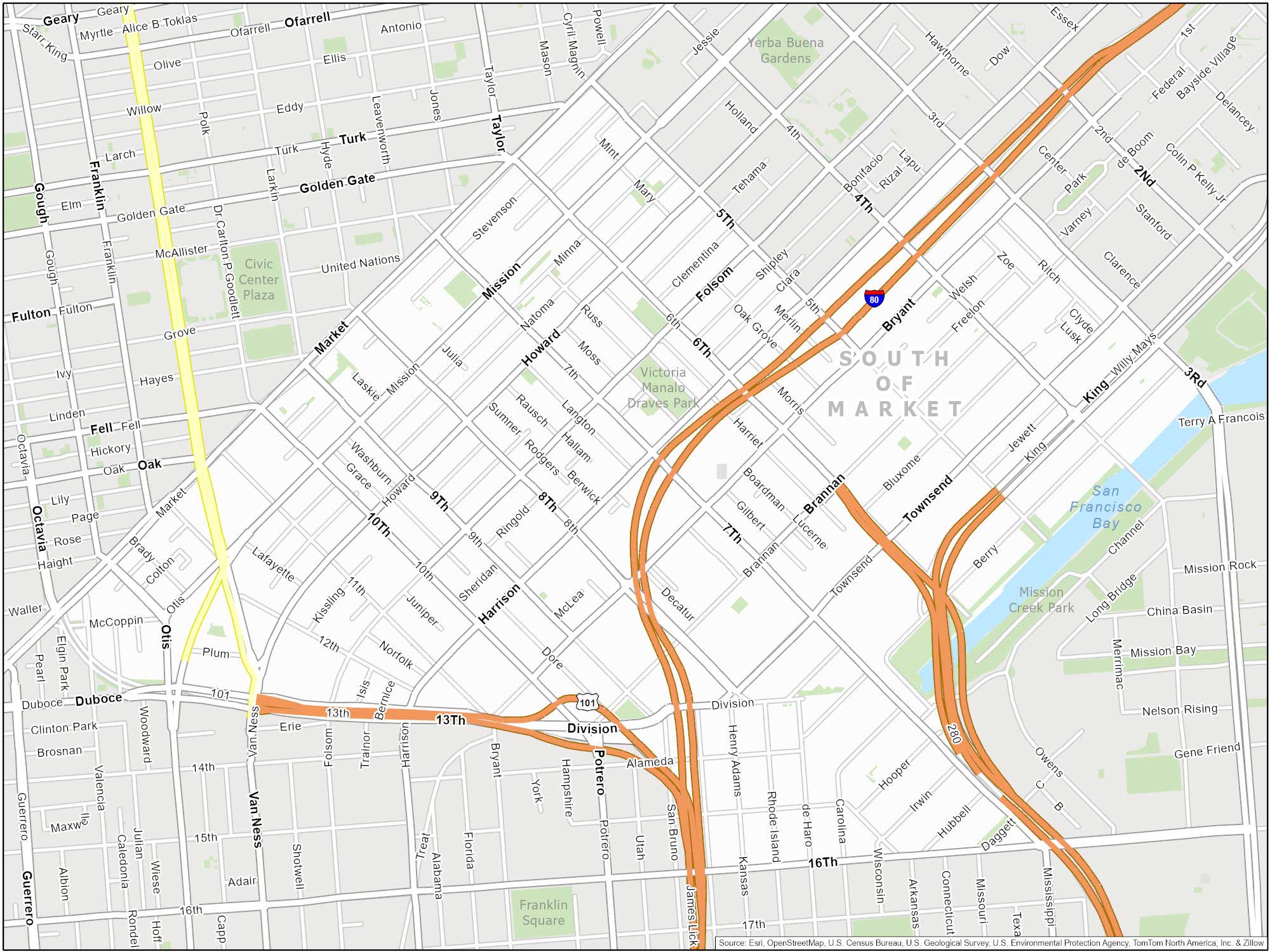 San Francisco South Market SoMa Map
