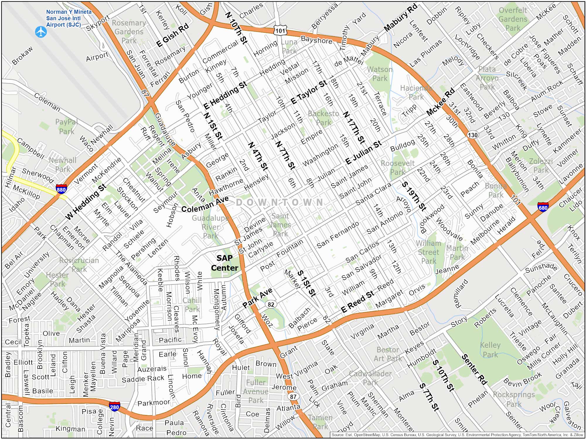 San Jose Downtown Map