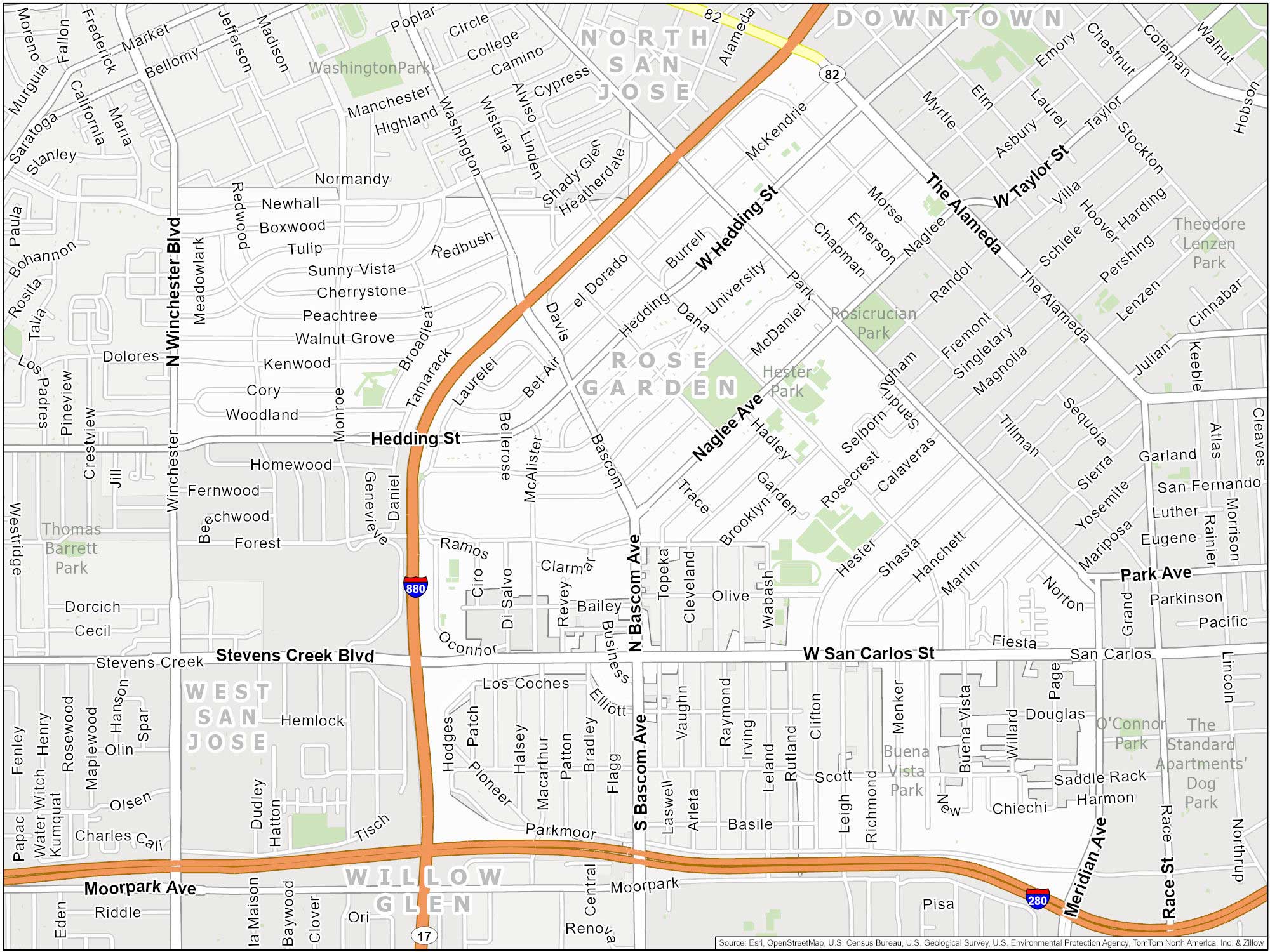 San Jose Rose Garden Map