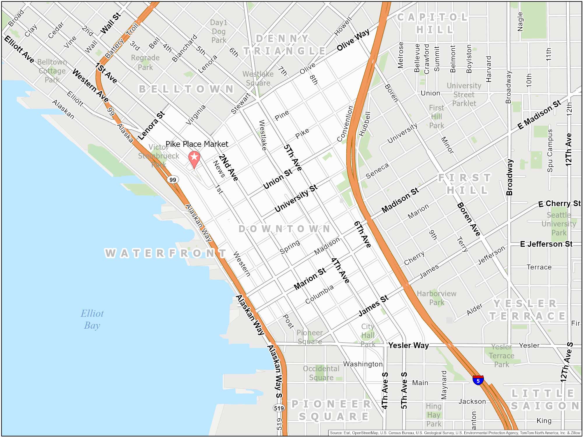 Seattle Downtown Map