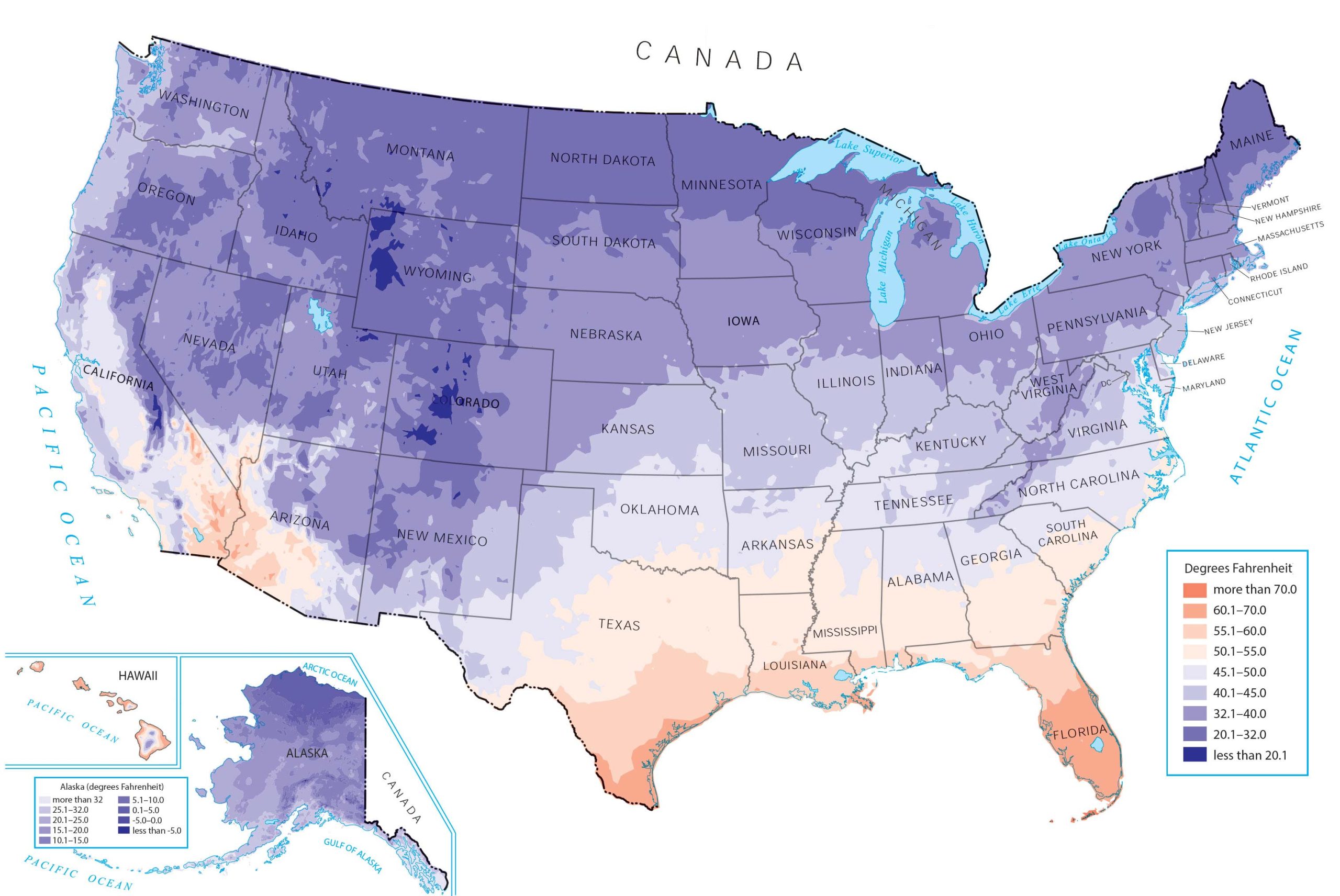 US Temperature Map Minimum