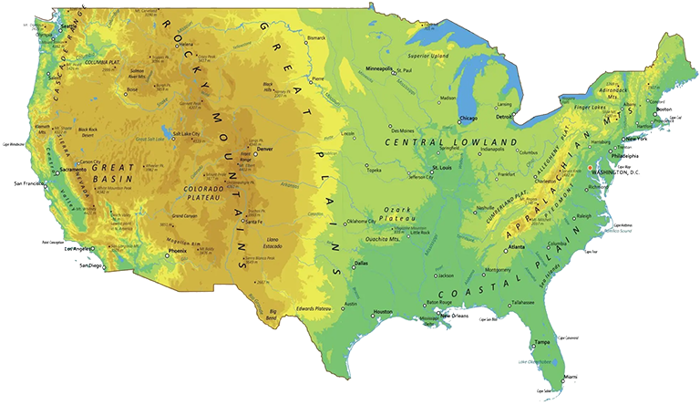 US Physical Map